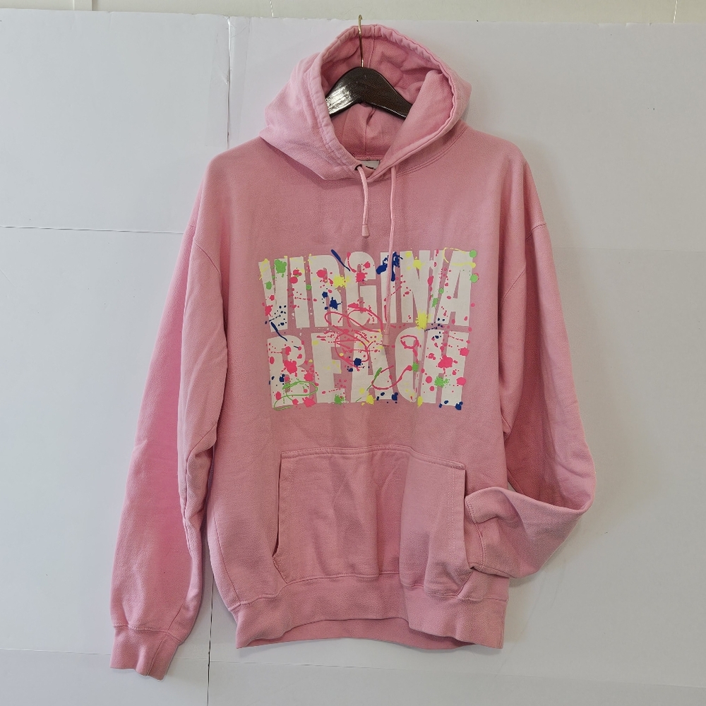 Sunsations Virginia Beach Pastel Pink Size XXL Long-Sleeved Fleece Hoodie Sweats